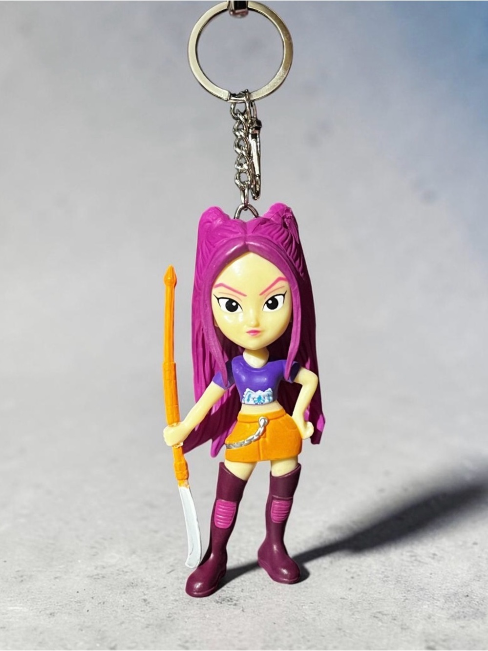 Hand Crafted K-Pop Demon Hunters Las Guerreras Purple Hair Keychain / Bagcharm